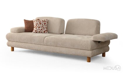 Medusa Home Mobilya - Nest Sandıklı Krem Üçlü Koltuk