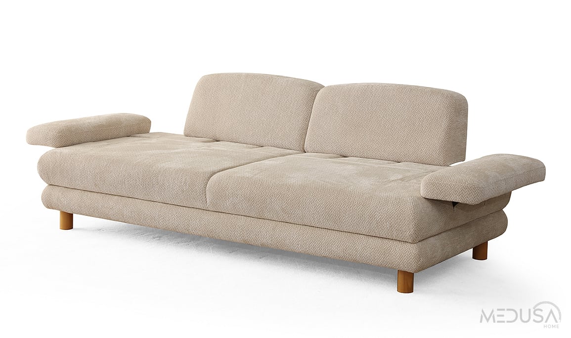 Medusa Home Mobilya - Nest Sandıklı Krem Üçlü Koltuk