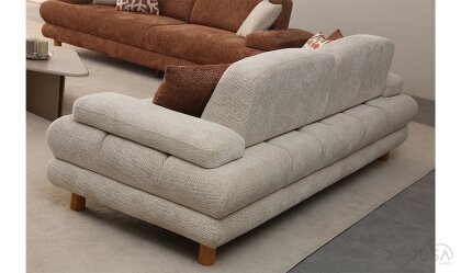 Medusa Home Mobilya - Nest Sandıklı Krem Üçlü Koltuk