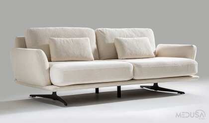 Medusa Home Mobilya - Neveda Krem Üçlü Koltuk