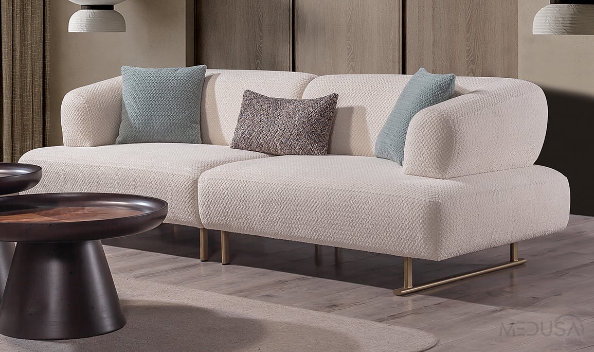 Medusa Home Mobilya - Nima Üçlü Ekru Koltuk