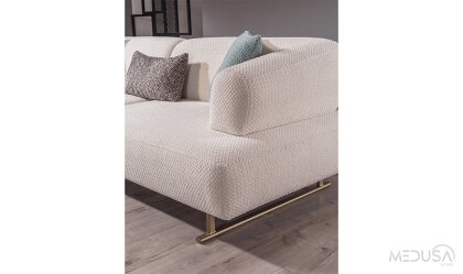 Medusa Home Mobilya - Nima Üçlü Ekru Koltuk
