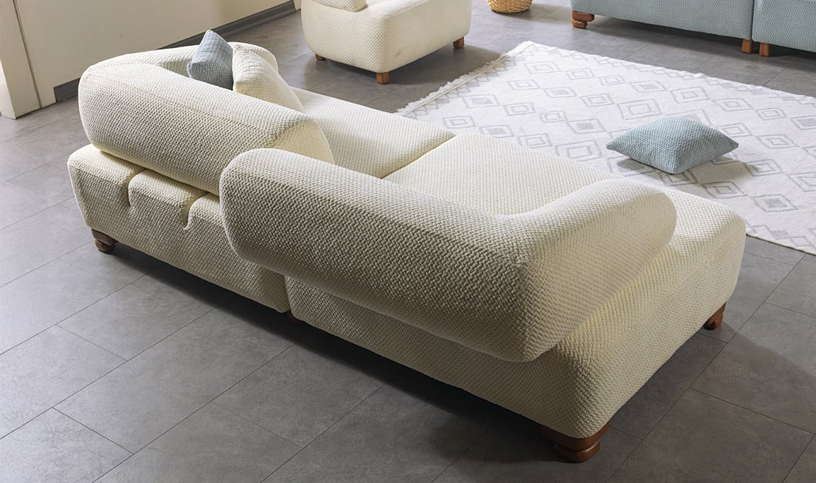 Medusa Home Mobilya - Niro Beyaz Üçlü Koltuk