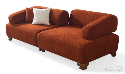 Medusa Home Mobilya - Niro Kiremit Üçlü Koltuk