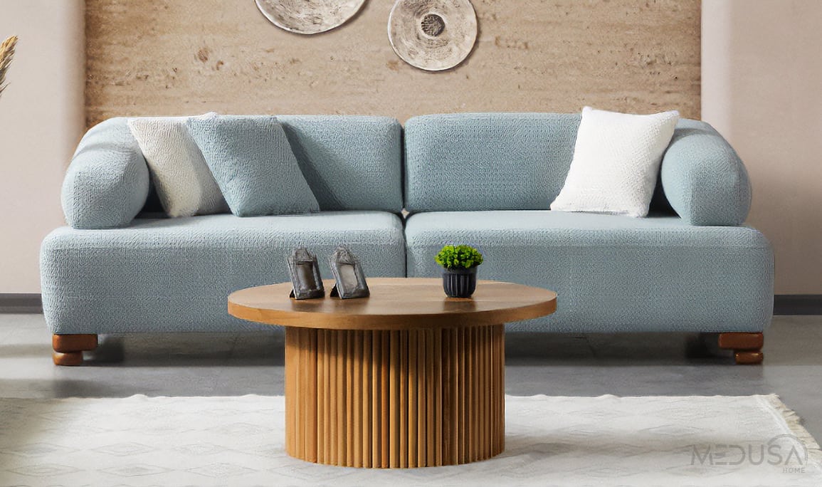 Medusa Home Mobilya - Niro Mavi Üçlü Koltuk