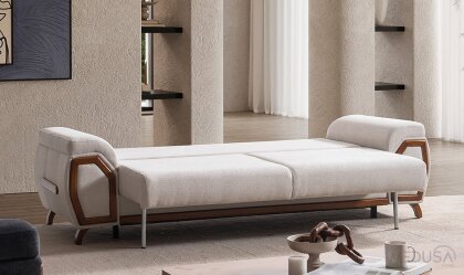 Medusa Home Mobilya - Nivel Sandıklı Beyaz Üçlü Koltuk