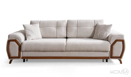 Medusa Home Mobilya - Nivel Sandıklı Beyaz Üçlü Koltuk