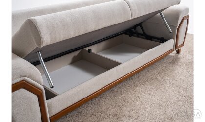 Medusa Home Mobilya - Nivel Sandıklı Beyaz Üçlü Koltuk