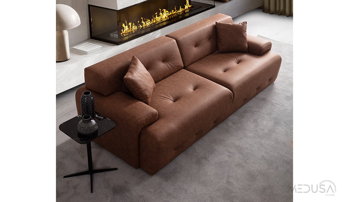 Medusa Home Mobilya - Noble Kahve Üçlü Koltuk