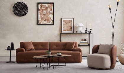 Medusa Home Mobilya - Noble Kahve Üçlü Koltuk
