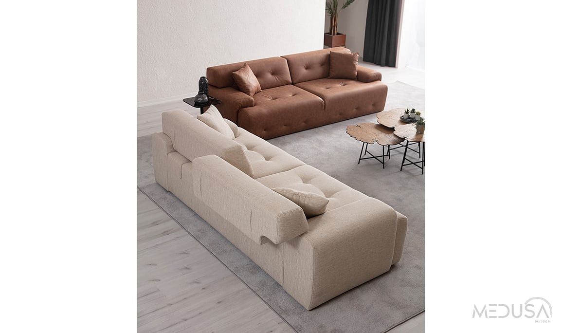 Medusa Home Mobilya - Noble Krem Üçlü Koltuk