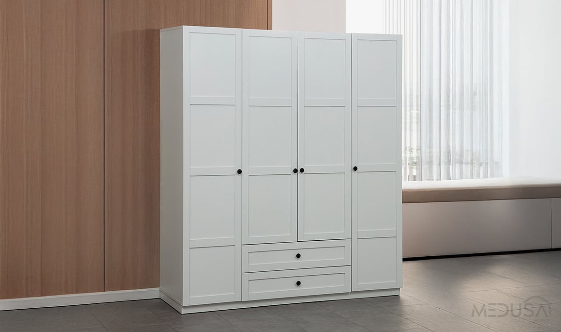 Medusa Home Mobilya - Nova Beyaz 4 Kapılı Gardırop