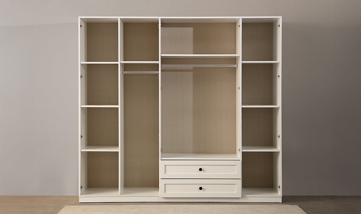 Medusa Home Mobilya - Nova Ceviz & Beyaz 5 Kapılı Gardırop