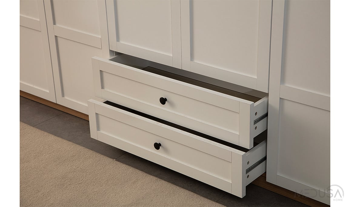 Medusa Home Mobilya - Nova Ceviz & Beyaz 5 Kapılı Gardırop