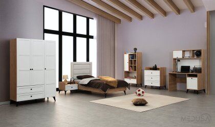Medusa Home Mobilya - Nova Ceviz & Beyaz Genç Odası