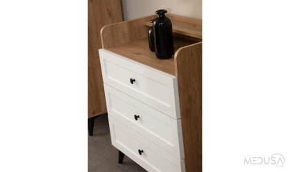Medusa Home Mobilya - Nova Ceviz & Beyaz Şifonyer