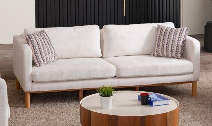 Medusa Home Mobilya - Novello Beyaz Üçlü Koltuk