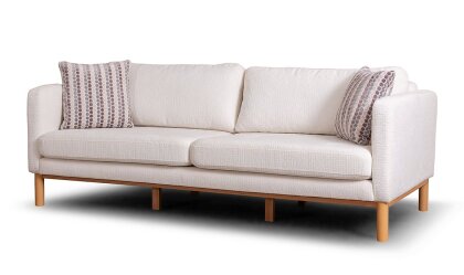 Medusa Home Mobilya - Novello Beyaz Üçlü Koltuk