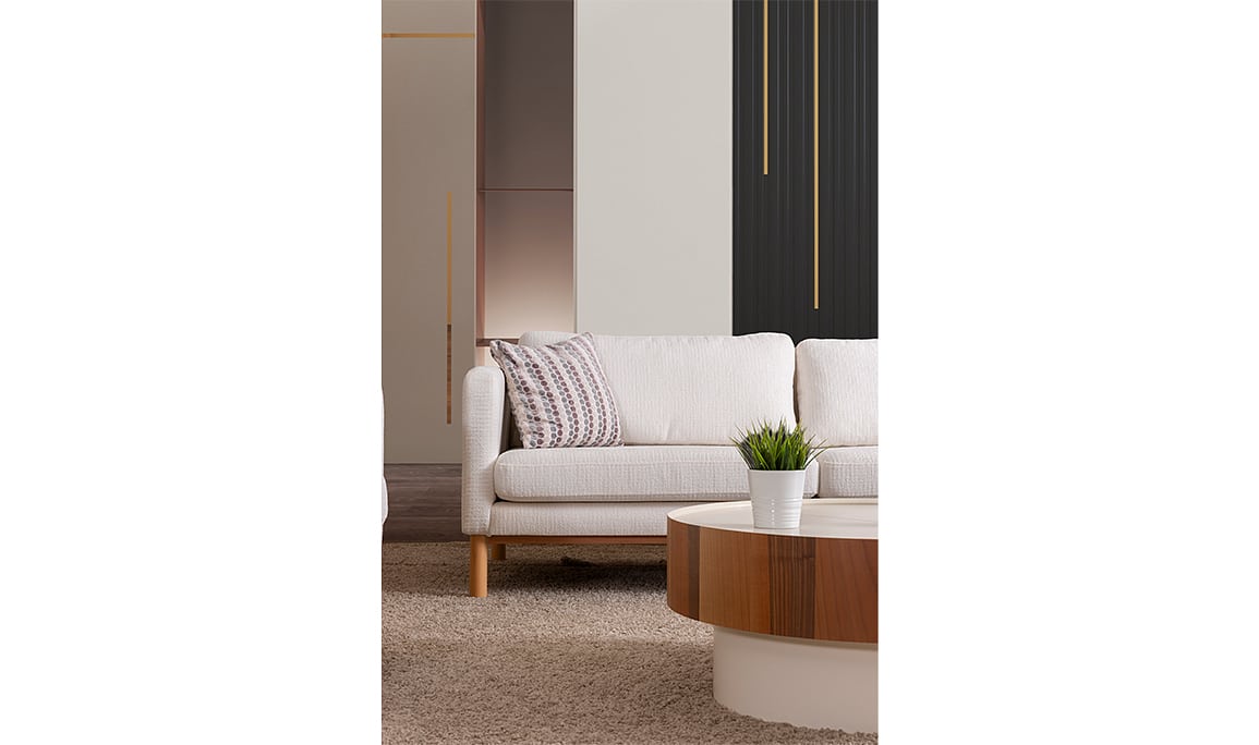 Medusa Home Mobilya - Novello Beyaz Üçlü Koltuk