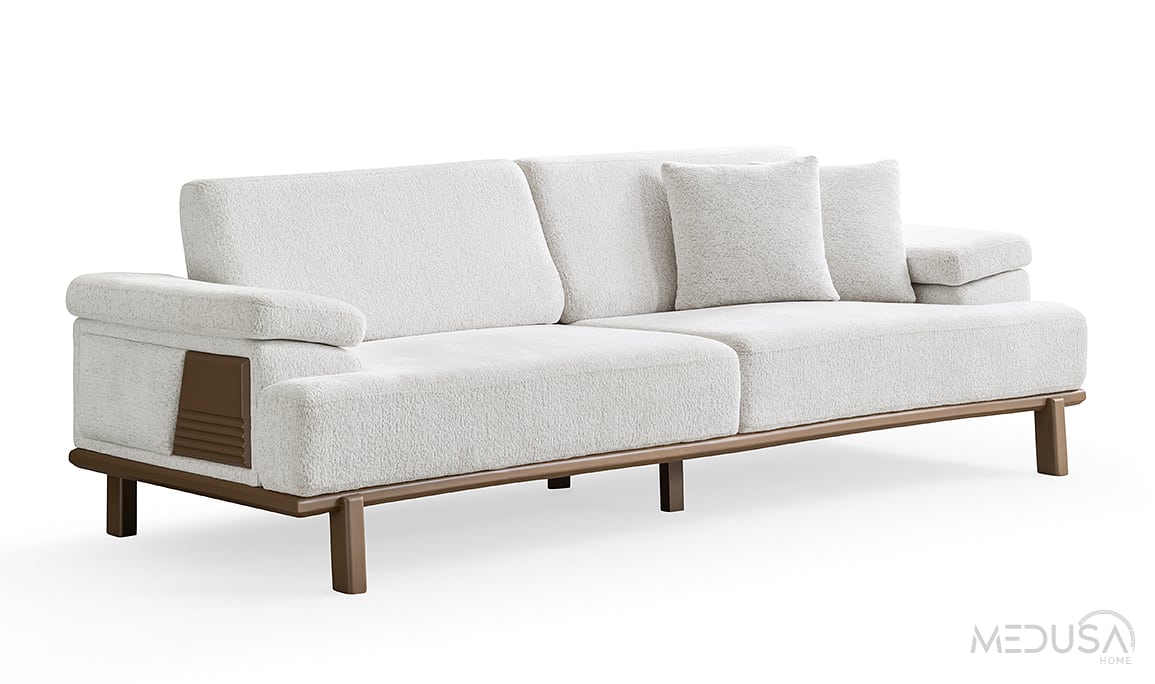 Medusa Home Mobilya - Novera Beyaz Üçlü Koltuk