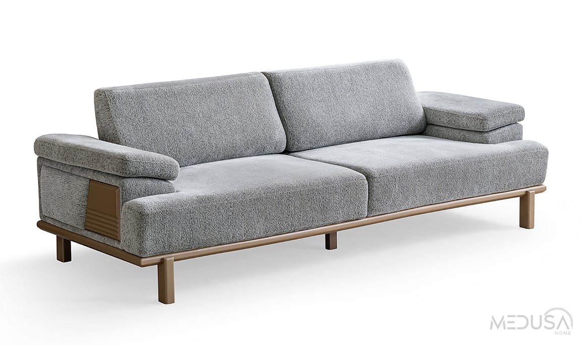 Medusa Home Mobilya - Novera Gri Üçlü Koltuk