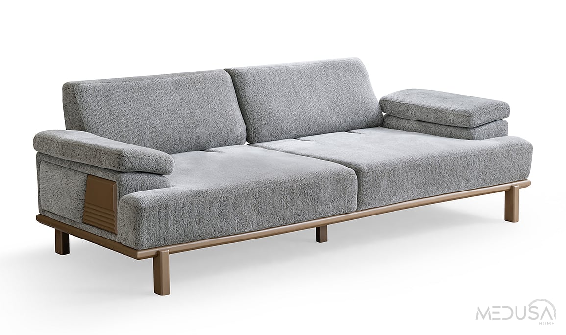 Medusa Home Mobilya - Novera Gri Üçlü Koltuk