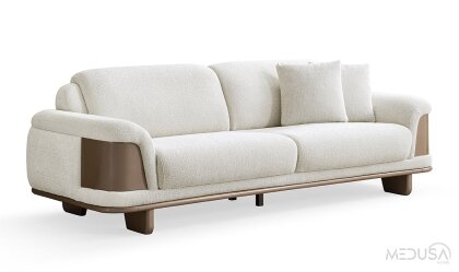 Medusa Home Mobilya - Novera New Beyaz Üçlü Koltuk