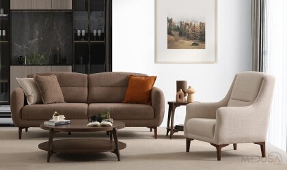 Medusa Home Mobilya - Novid Kahve Üçlü Koltuk