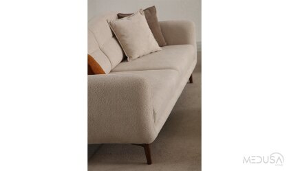 Medusa Home Mobilya - Novid Krem Üçlü Koltuk