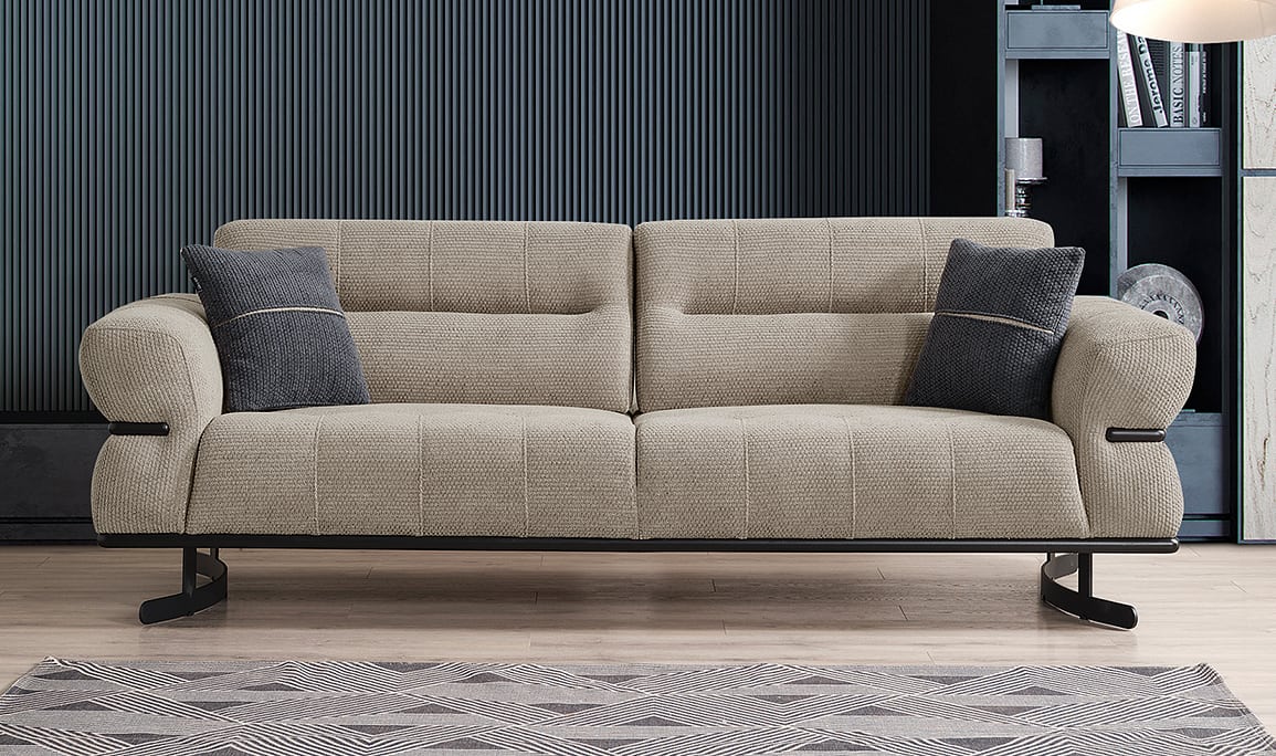 Medusa Home Mobilya - Octavia Metal Ayaklı Üçlü Koltuk