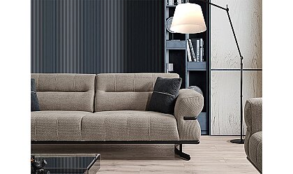 Medusa Home Mobilya - Octavia Metal Ayaklı Üçlü Koltuk