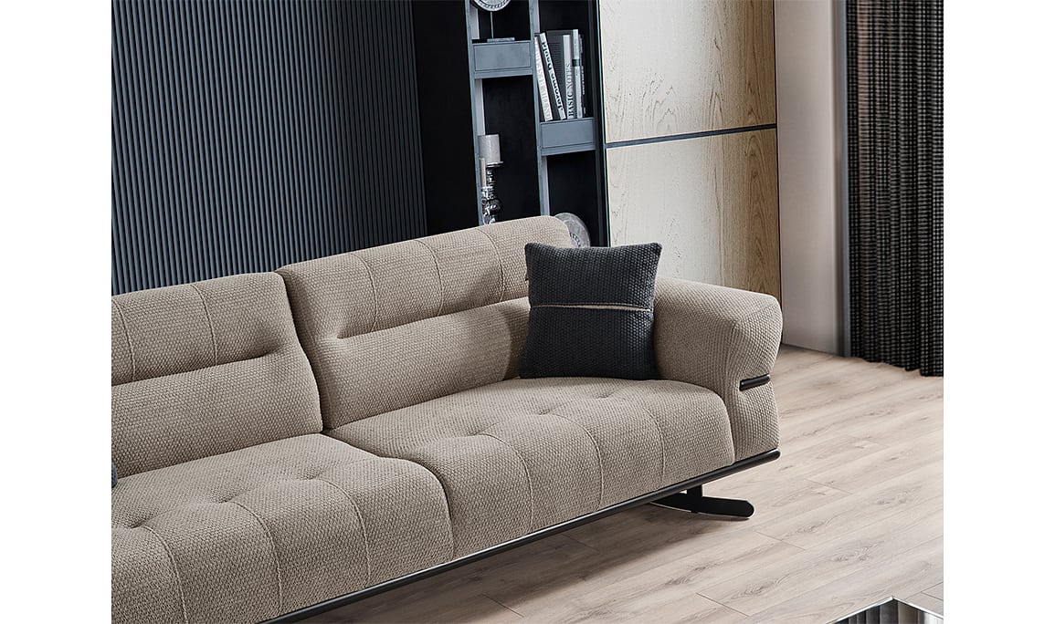 Medusa Home Mobilya - Octavia Metal Ayaklı Üçlü Koltuk