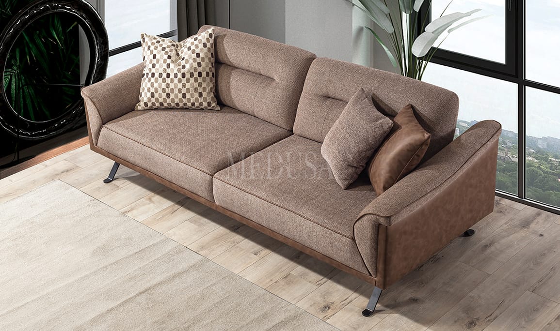Medusa Home Mobilya - Odesi Metal Ayaklı Üçlü Koltuk