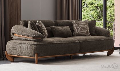 Medusa Home Mobilya - Olivo Antrasit Üçlü Koltuk