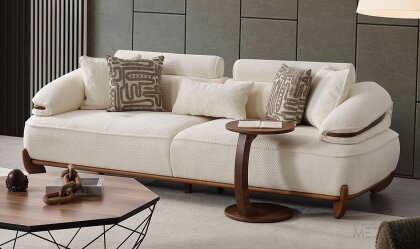 Medusa Home Mobilya - Olivo Beyaz Üçlü Koltuk
