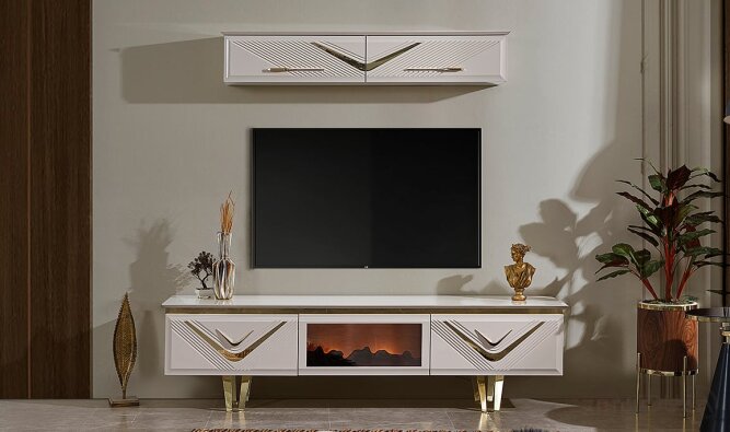 Olympos Luxury Şömineli Tv Ünitesi