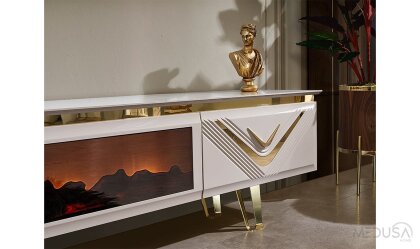 Medusa Home Mobilya - Olympos Luxury Şömineli Tv Ünitesi