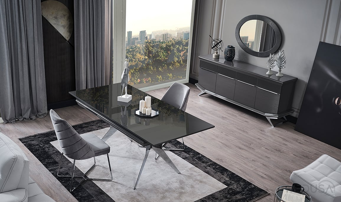 Medusa Home Mobilya - Oriente Antrasit Yemek Odası