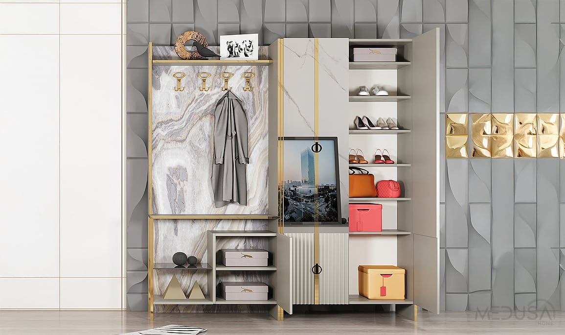 Medusa Home Mobilya - Orkide Gold Portmanto