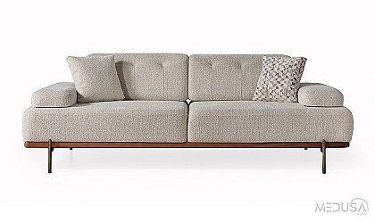 Medusa Home Mobilya - Oslin Beyaz Üçlü Koltuk