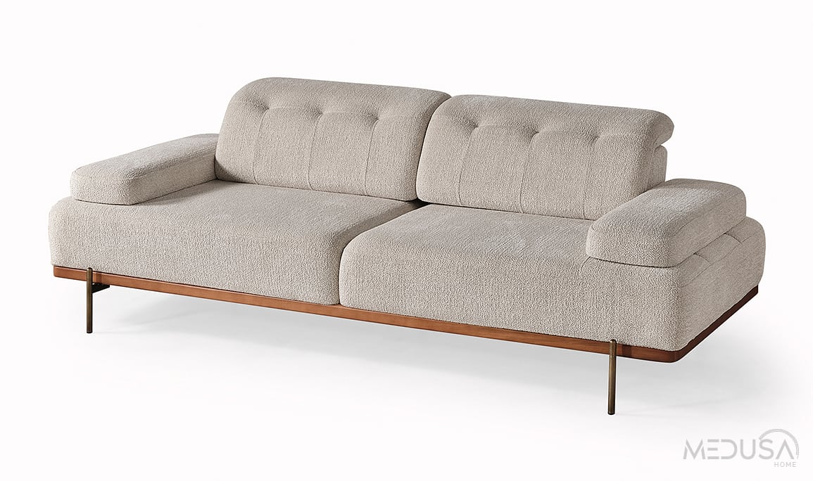 Medusa Home Mobilya - Oslin Beyaz Üçlü Koltuk