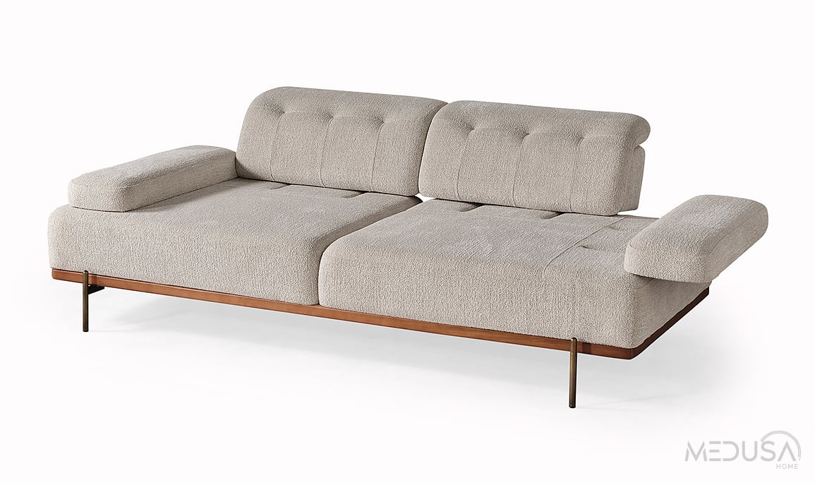 Medusa Home Mobilya - Oslin Beyaz Üçlü Koltuk