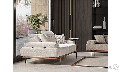 Medusa Home Mobilya - Oslin Beyaz Üçlü Koltuk