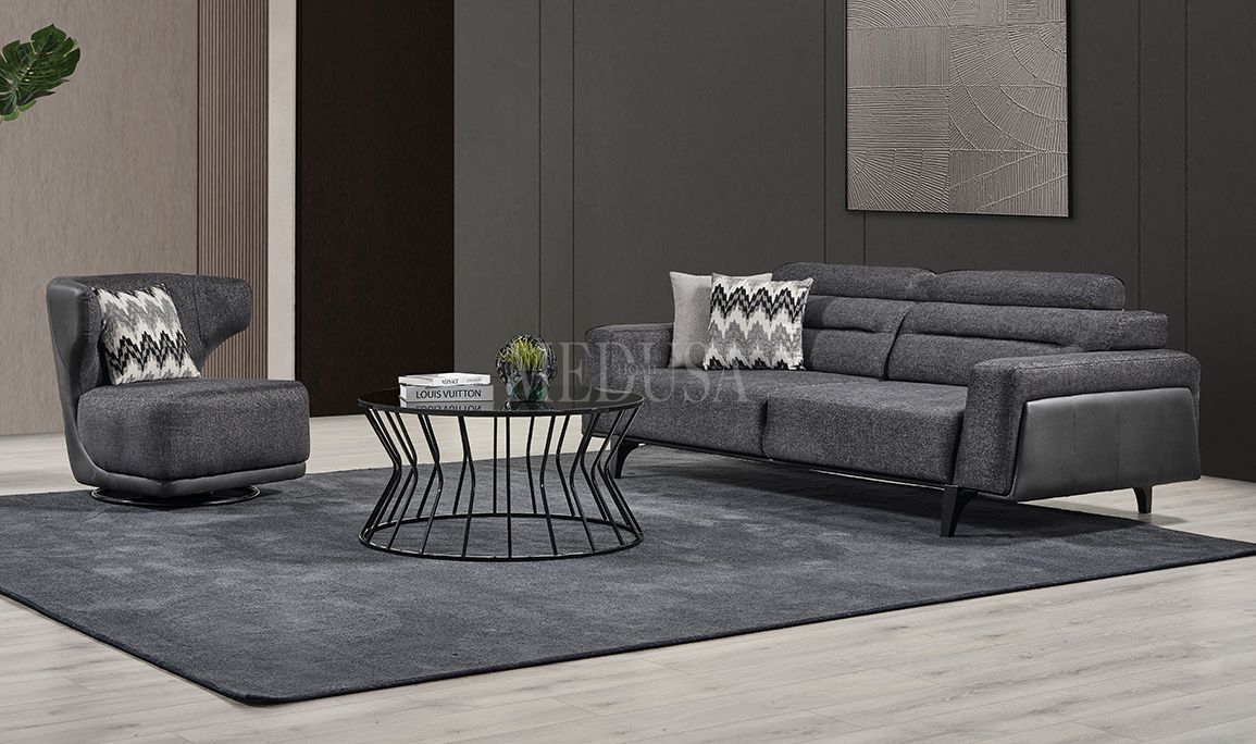 Medusa Home Mobilya - Oslo New Üçlü Koltuk Antrasit