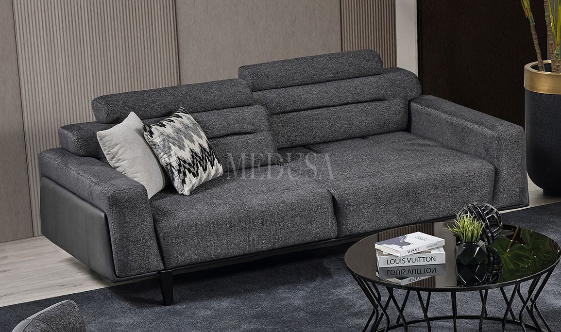 Medusa Home Mobilya - Oslo New Üçlü Koltuk Antrasit