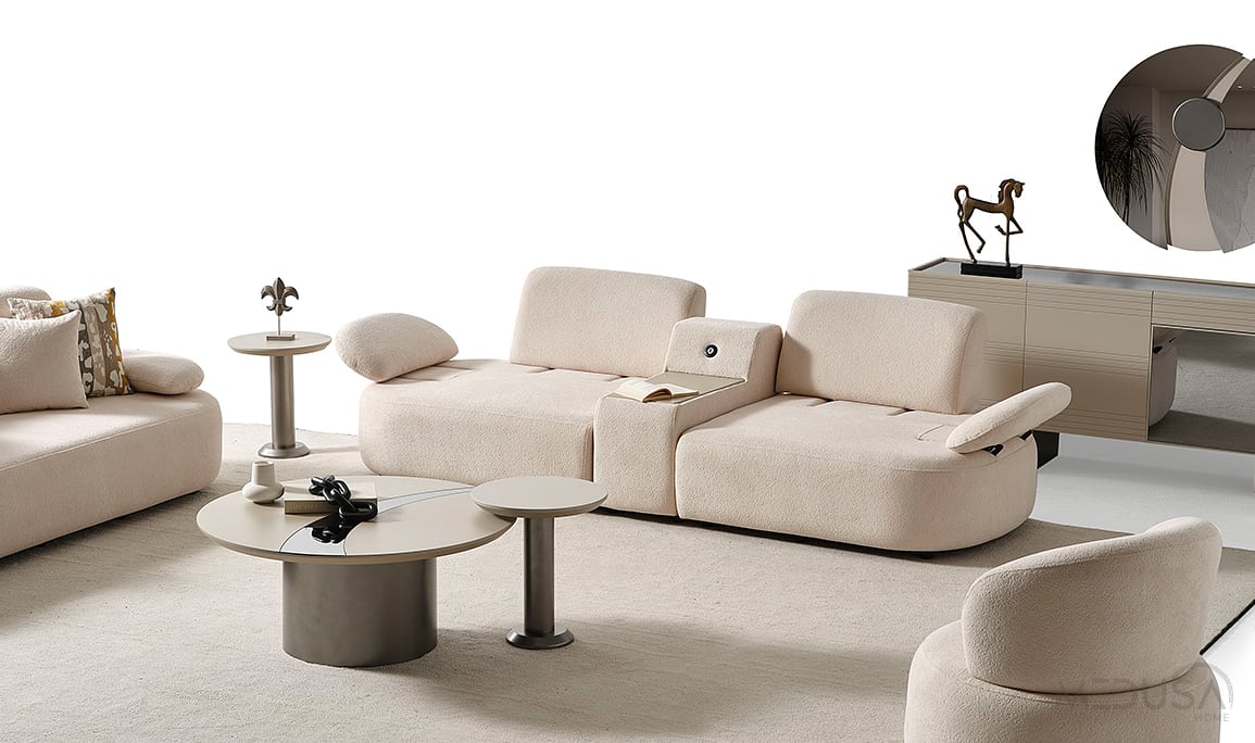 Medusa Home Mobilya - Öykü Sehpalı Üçlü Koltuk