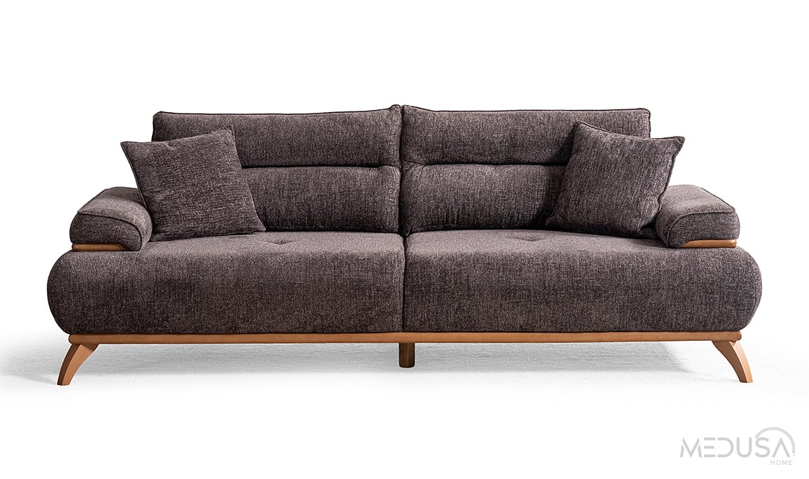 Medusa Home Mobilya - Paris Brown Üçlü Koltuk
