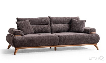 Medusa Home Mobilya - Paris Brown Üçlü Koltuk