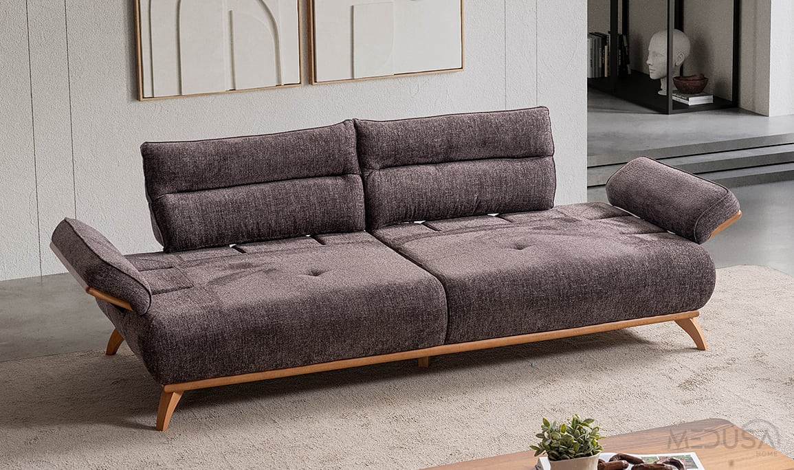 Medusa Home Mobilya - Paris Brown Üçlü Koltuk