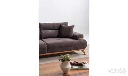 Medusa Home Mobilya - Paris Brown Üçlü Koltuk